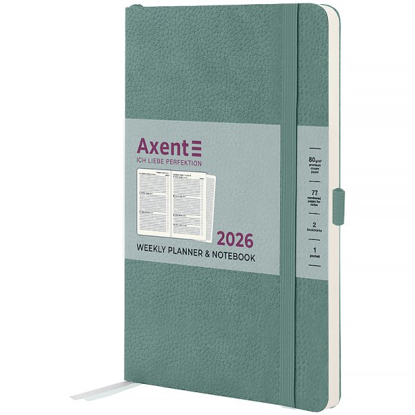 Щотижневик 2026 Axent Partner Soft Skin 125x195мм, сіро-лазурний