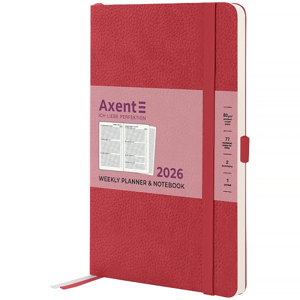 Щотижневик 2026 Axent Partner Soft Skin 125x195мм, червоний