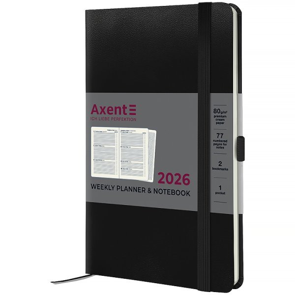 Щотижневик 2026 Axent Partner Strong 125x195мм, чорний
