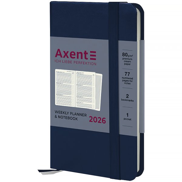Щотижневик 2026 Axent Pocket Strong 90x150мм, синій