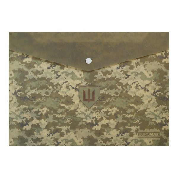Папка-конверт на кнопке формат А4 MILITARY, зеленый