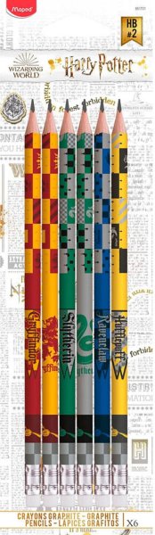 Набір графітових олівців HARRY POTTER HB, з гумкою, 6шт
