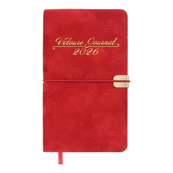 Щотижневик кишеньковий на 2026 рік, 85х153мм, VELOUR червоний