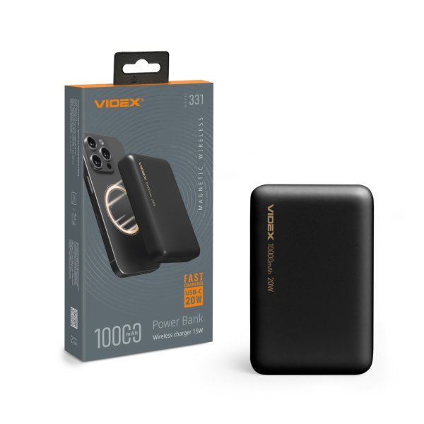 Повербанк з бездротовою зарядкою 10000mAh VIDEX VPB-331 PD20W