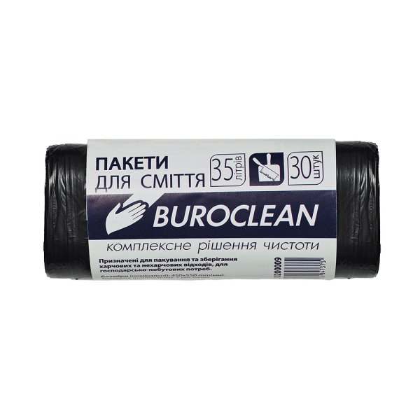 Пакети для сміття BUROCLEAN ECO, 35л 30шт, 450х550мм, чорні