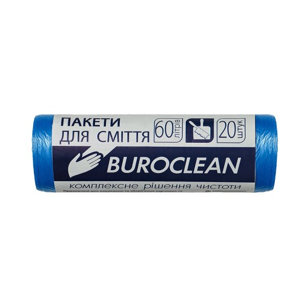 Пакеты для мусора BUROCLEAN ECO, 60л 20шт,580х650мм, синие