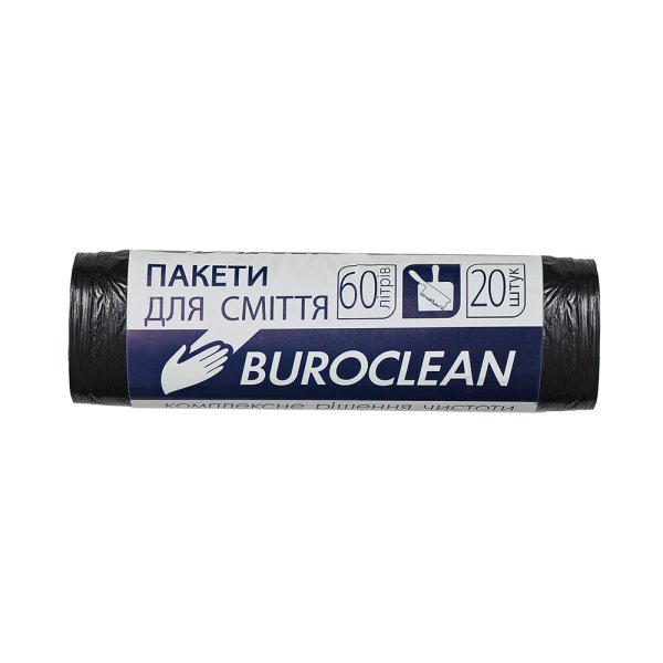Пакеты для мусора BUROCLEAN ECO, 60л 20шт,580х650мм, черные