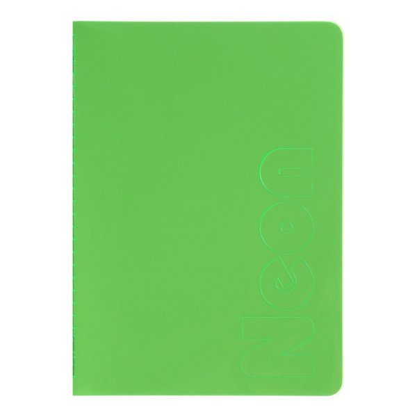 Книга записна NEON, формат А5, 80арк, клітинка, зелена