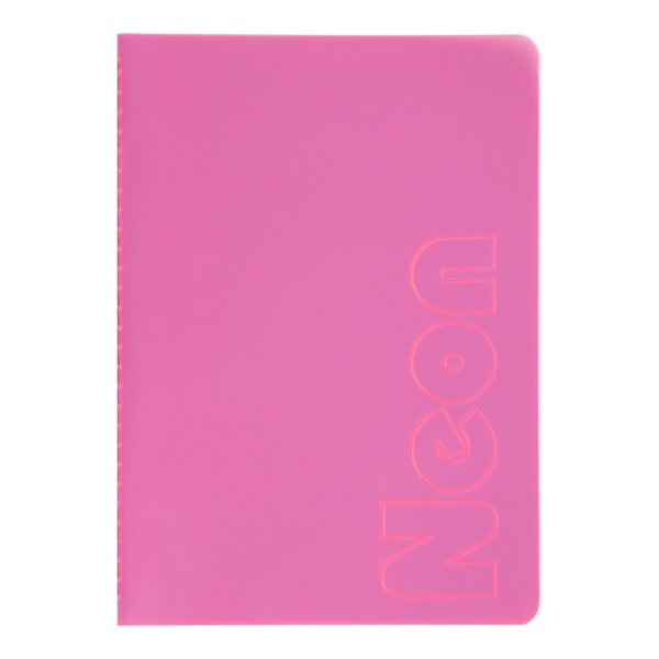 Книга записна NEON, формат А5, 80арк, клітинка, рожева