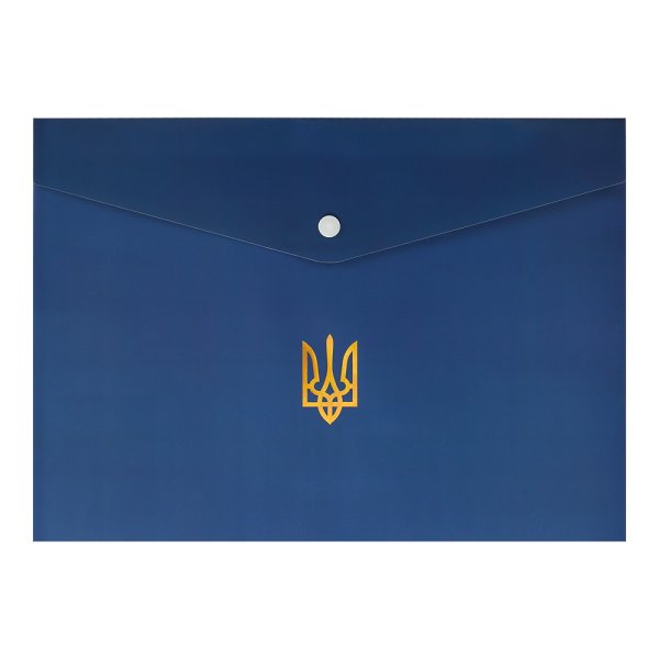 Папка-конверт на кнопці формат А4 UKRAINE, темно-синя