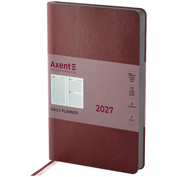 Щоденник 2027 Axent Partner Soft Muse 145x210мм, бордовий