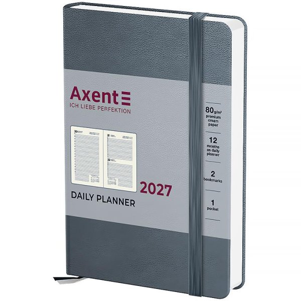 Щоденник 2027 Axent Pocket Strong 101x146мм, сірий