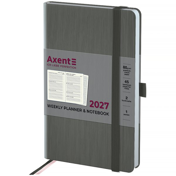 Щотижневик 2026 Axent Partner Lines 125х195мм, сірий