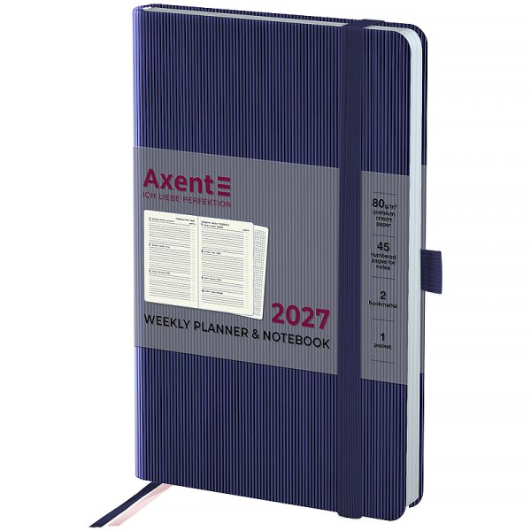 Щотижневик 2027 Axent Partner Lines 125х195мм, темно-синій