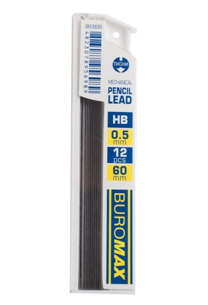 Стрижні для механічного олівця 0,5мм HB, 12шт 
