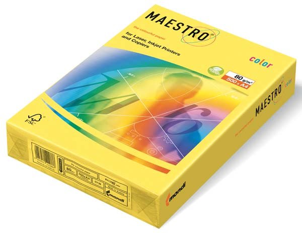 Папір кольоровий Maestro Color А4 160гр/м2 Intensiv жовта 