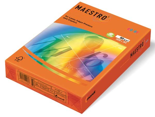 Бумага цветная Maestro Color А3 80гр/м2 Intensiv оранжевая