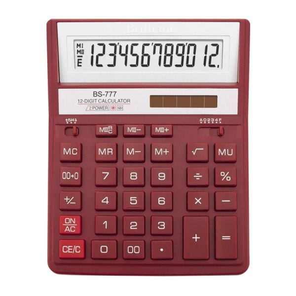 Калькулятор Brilliant BS-777RD, 12 розрядів, червоний 