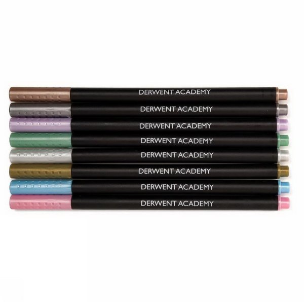 Набір кольорових металевих маркерів Derwent Academy Metallic Markers 8 кольорів 