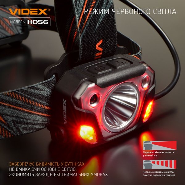 Налобний світлодіодний ліхтарик VIDEX H056 1400Lm 6500K 