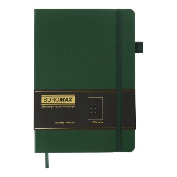 Блокнот деловой BRIEF А5, 96л, зеленый, листы в точку