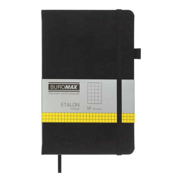 Книга записна ETALON 125*195мм, 96л, аркуші в клітинку, чорний 
