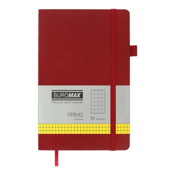 Книга записна PRIMO 125*195мм, 96л, аркуші в клітинку, бордовий 