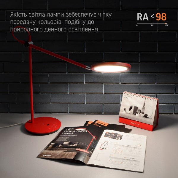 LED лампа настольная VIDEX TF15R 20W 4100K, красный