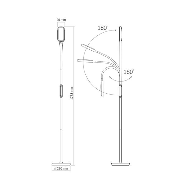 LED торшер VIDEX TF07B 14W 3000-5500K, черный