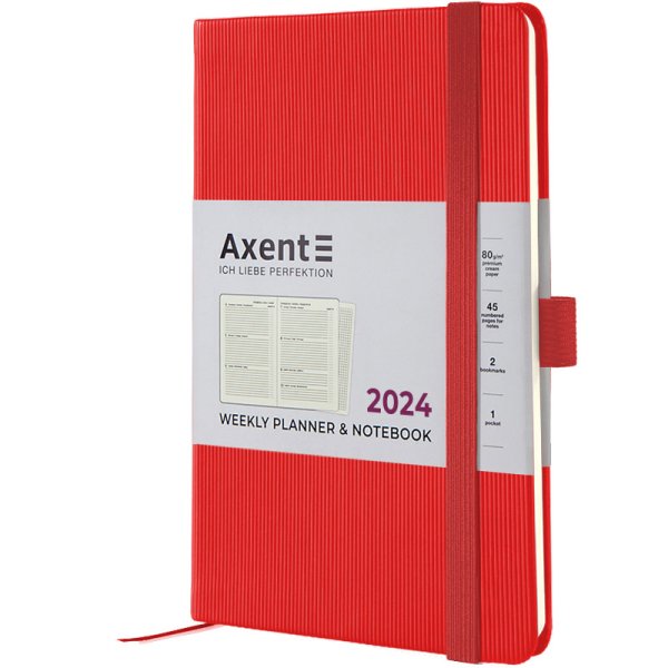 Щотижневик на 2024 рік Axent Partner Lines, 125х195мм, червоний 