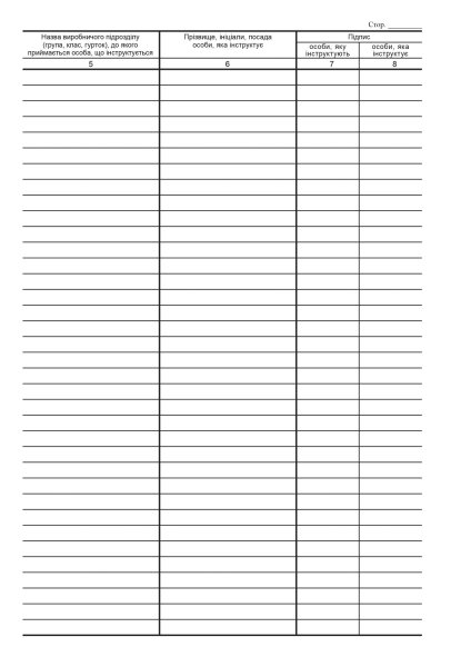 Журнал реєстрації вступного інструктажу з питань охорони праці Додаток 5