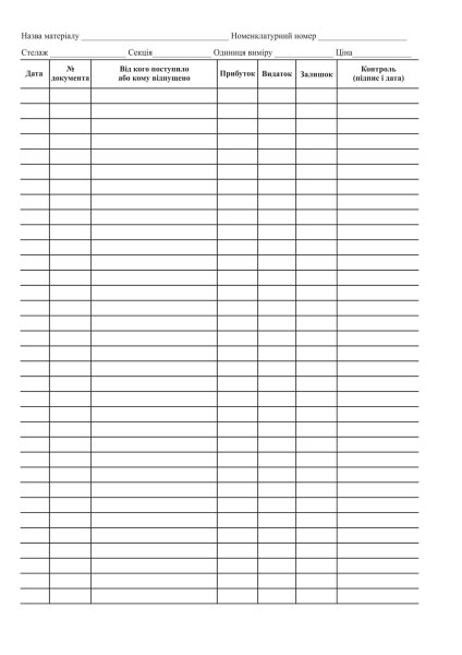 Книга складського обліку матеріалів, 96 арк.