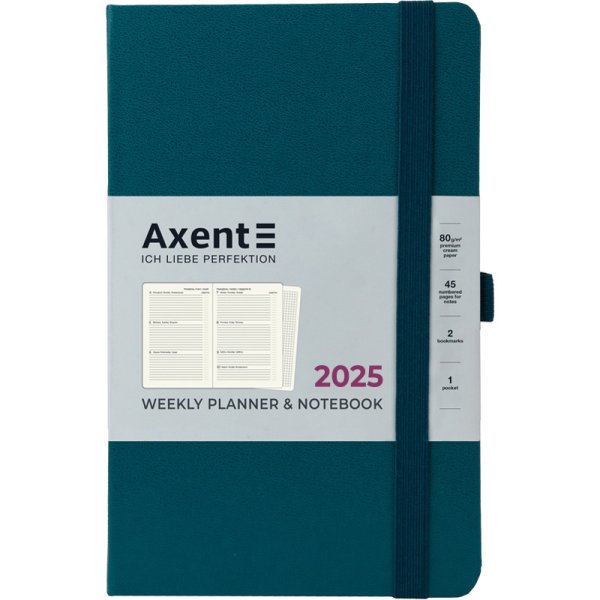 Щотижневик 2025 Axent Partner Strong 125x195мм, малахітовий
