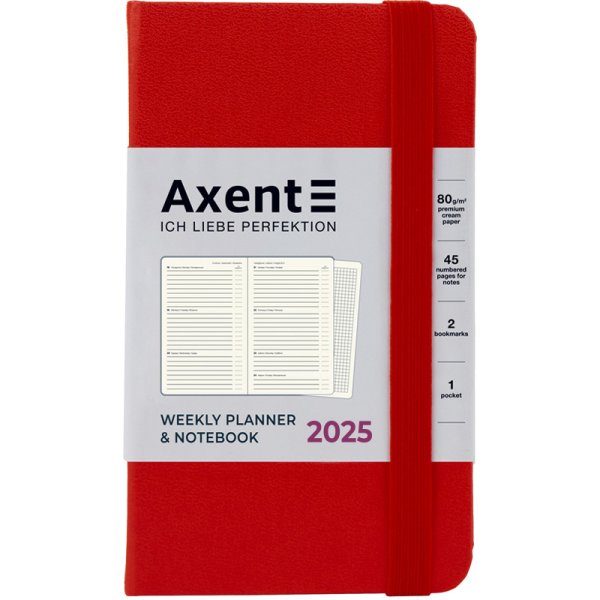Щотижневик кишеньковий 2025 Axent Pocket Strong 90x150мм, червоний