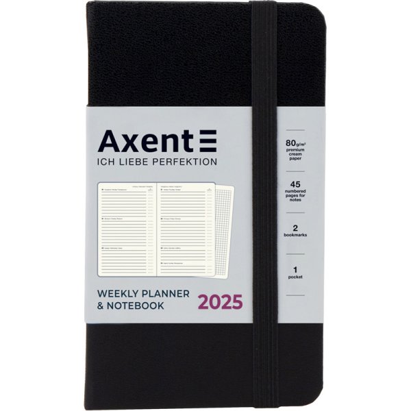 Щотижневик кишеньковий 2025 Axent Pocket Strong 90x150мм, чорний