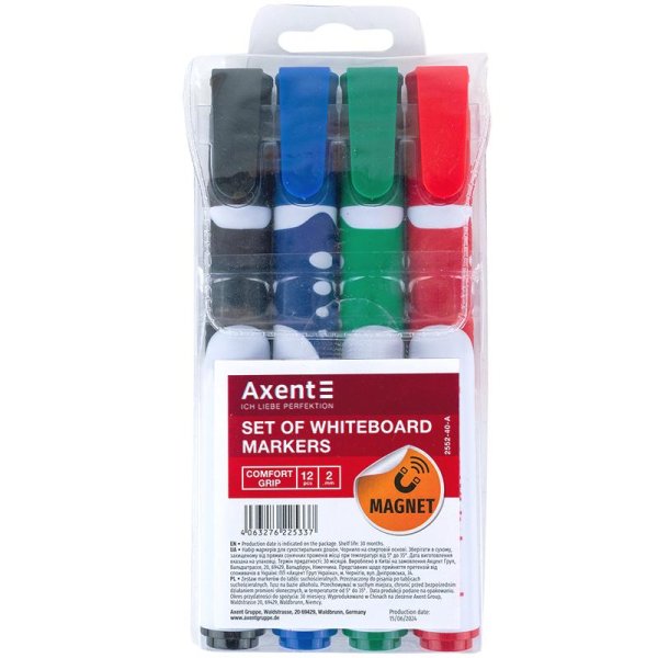 Набір маркерів AXENT для дошок Whiteboard Comfort Grip
