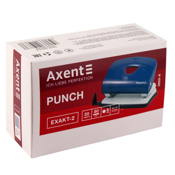 Дырокол металлический Exakt-2, 20л., синий