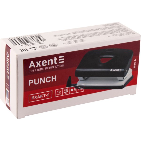 Дырокол металлический Exakt-2, 10л., черный