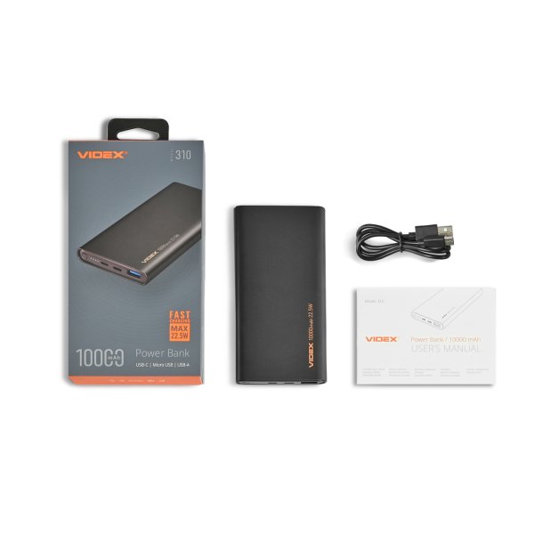 Повербанк 10000mAh VIDEX VPB-310 22.5W Black 