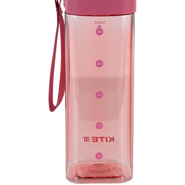Пляшечка для води квадратна Kite K24-1209-3, 550 мл, рожева