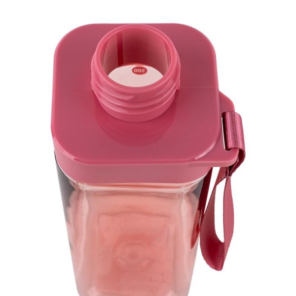 Пляшечка для води квадратна Kite K24-1209-3, 550 мл, рожева