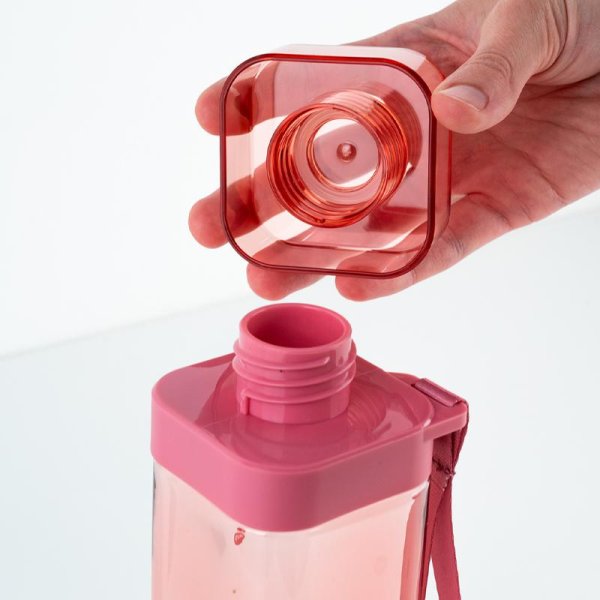 Пляшечка для води квадратна Kite K24-1209-3, 550 мл, рожева