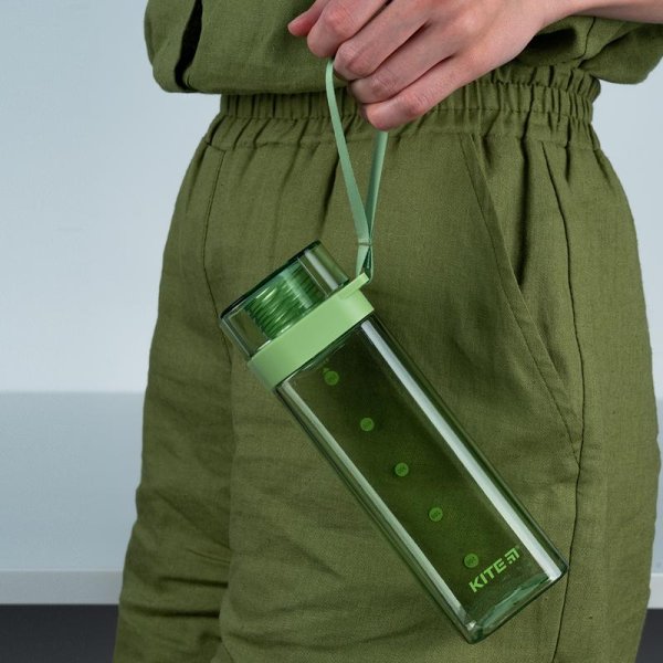 Пляшечка для води квадратна Kite K24-1209-2, 550мл, зелена