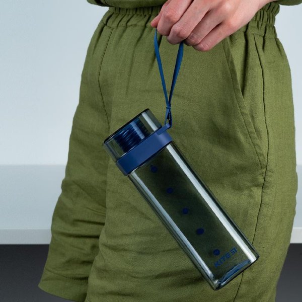 Пляшечка для води квадратна Kite K24-1209-1, 550мл, синя