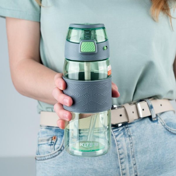 Пляшечка для води Kite K24-1201-2, 600 мл, зелено-сіра