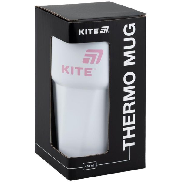 Термокружка Kite K25-1220-3, 450 мл, біло-рожева