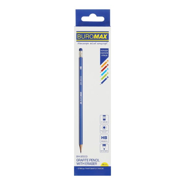Карандаш графитовый с ластиком HB WHITE LINE