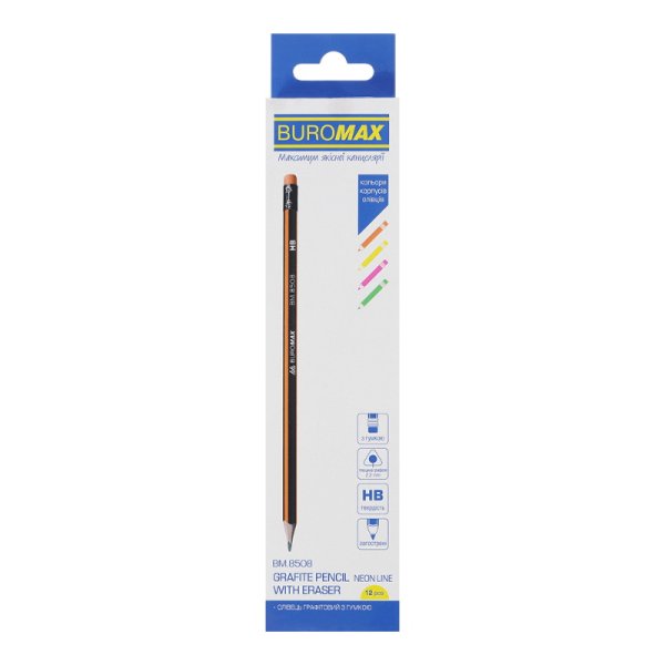 Карандаш графитовый с ластиком HB NEON LINE