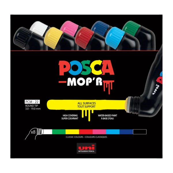 Набор маркеров uni POSCA MOP'R PCM-22, 3-19мм, 8шт