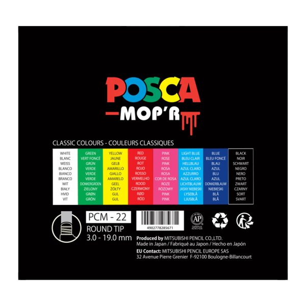 Набор маркеров uni POSCA MOP'R PCM-22, 3-19мм, 8шт